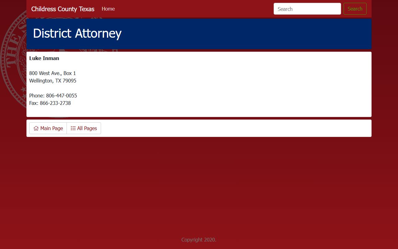 Childress County court records after jail arrest district attorney contact